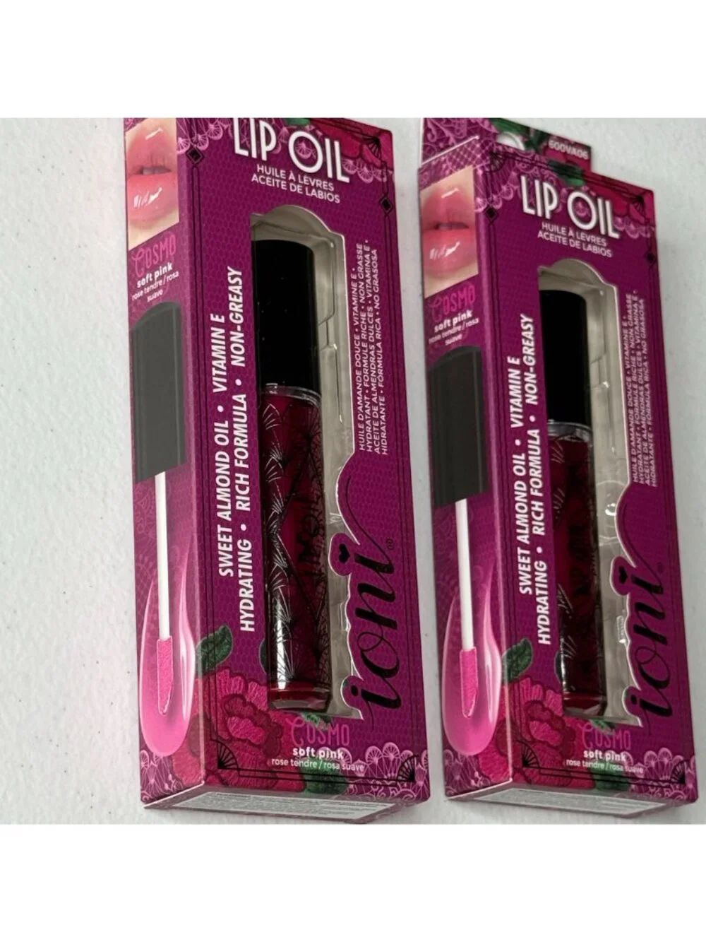 Ioni Lip Oil 2 Pack Cosmo Soft Pink Sweet Almond Hydrating New